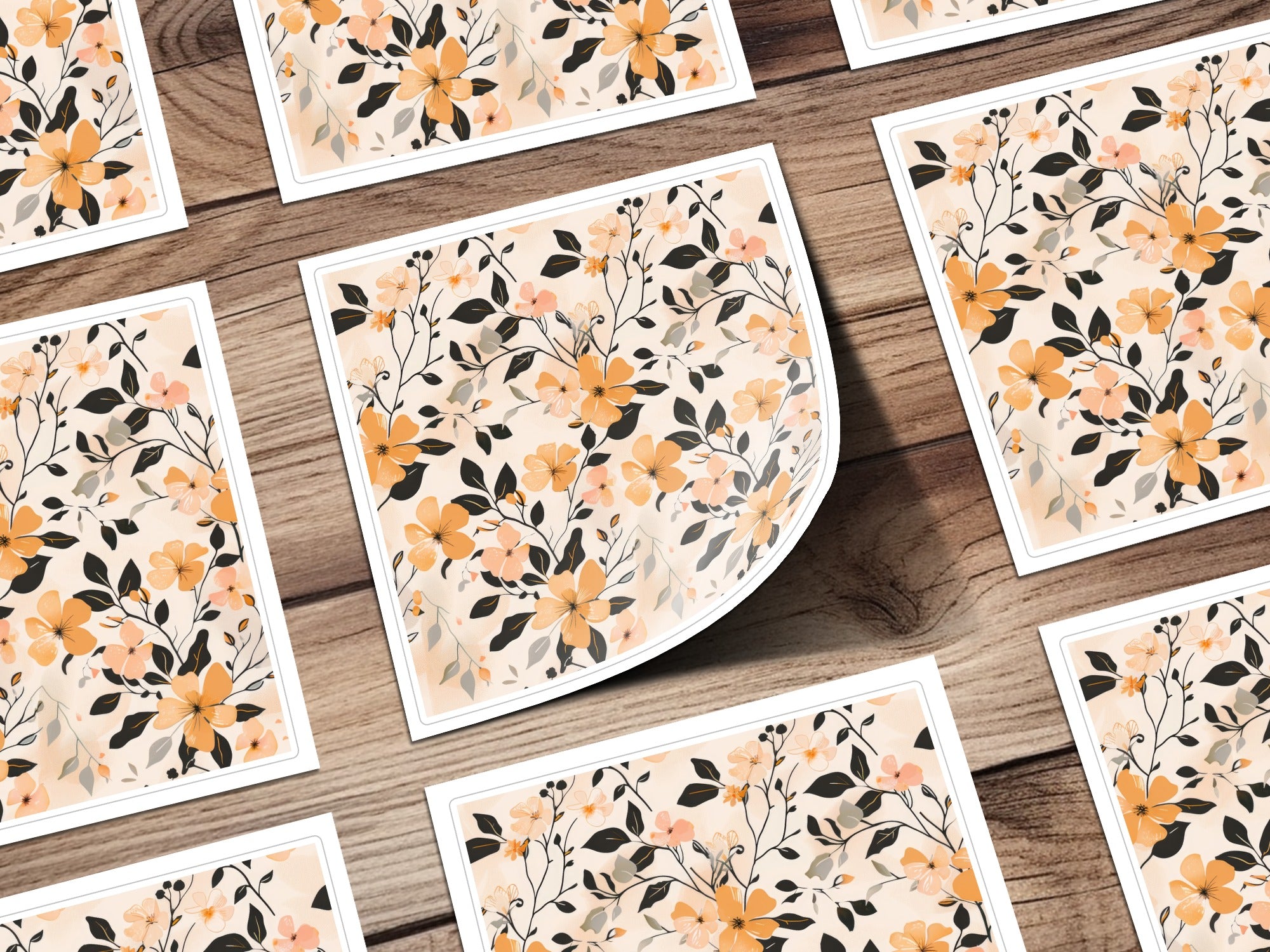 Elegant Floral Pattern in Peach and Black product type