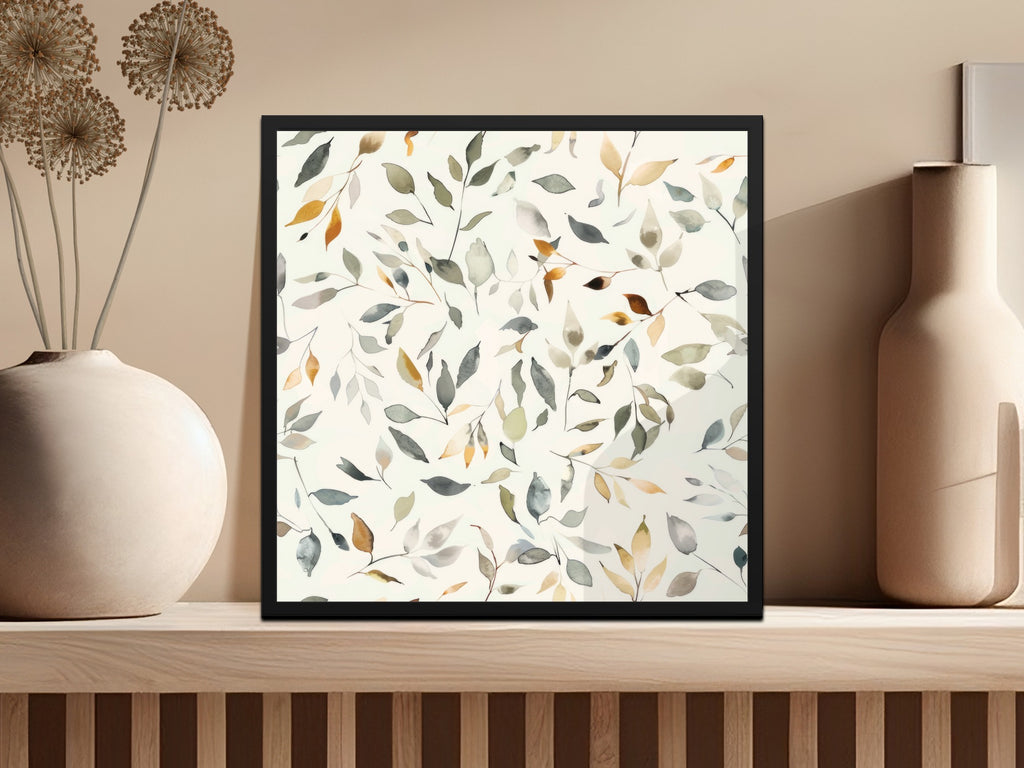 Watercolor Leaves Art Print for Elegant Home Decor