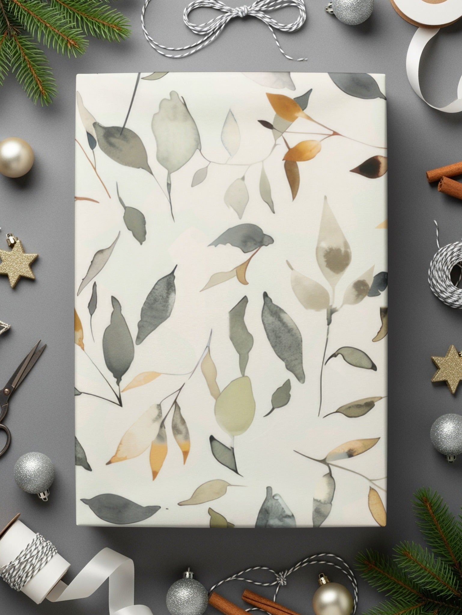 Elegant Botanical Leaf Pattern Wrapping Paper