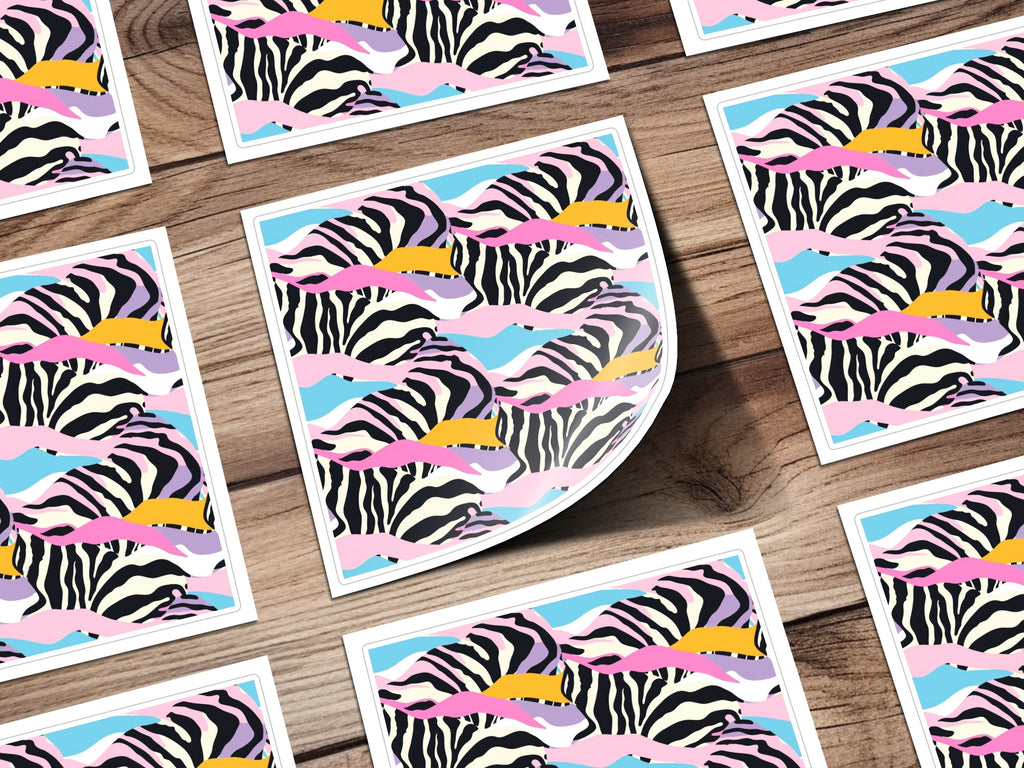 Vibrant Multicolor Zebra Print Pattern Sticker Product
