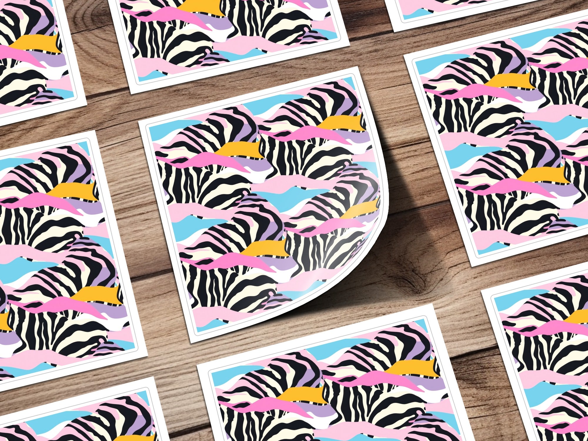 Vibrant Multicolor Zebra Print Pattern Sticker Product