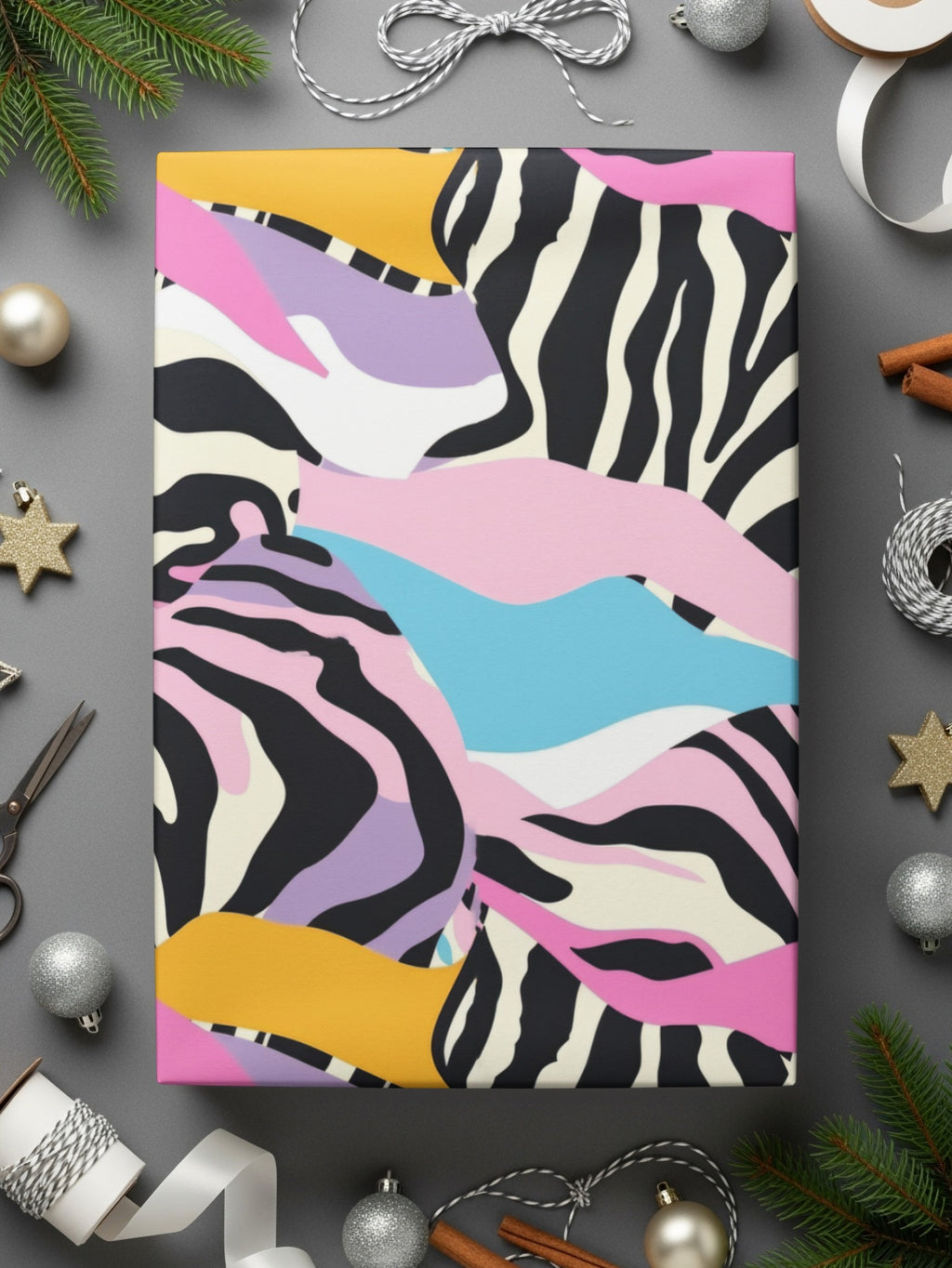 Colorful Abstract Zebra Print Wrapped Canvas Decor
