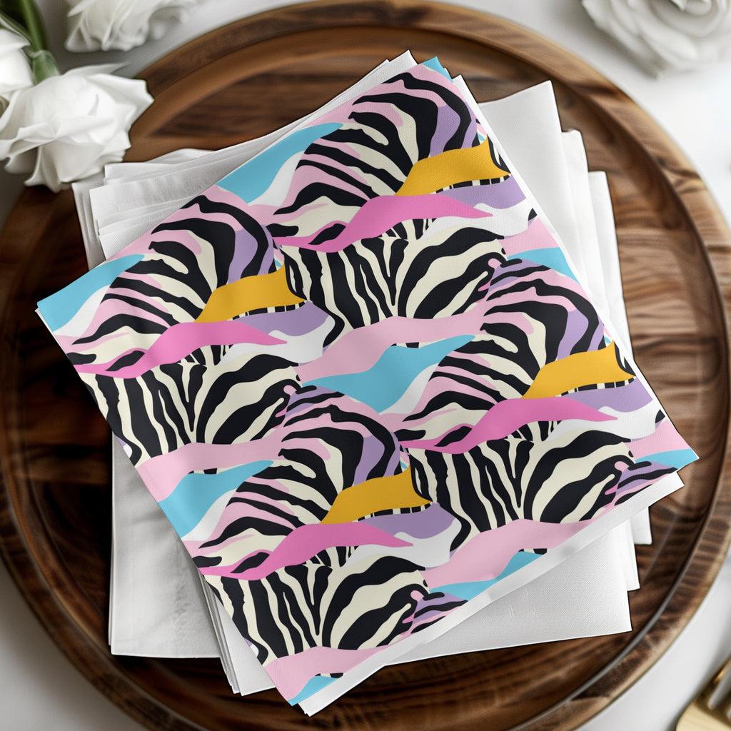 Colorful Abstract Zebra Print Pattern Napkin Set