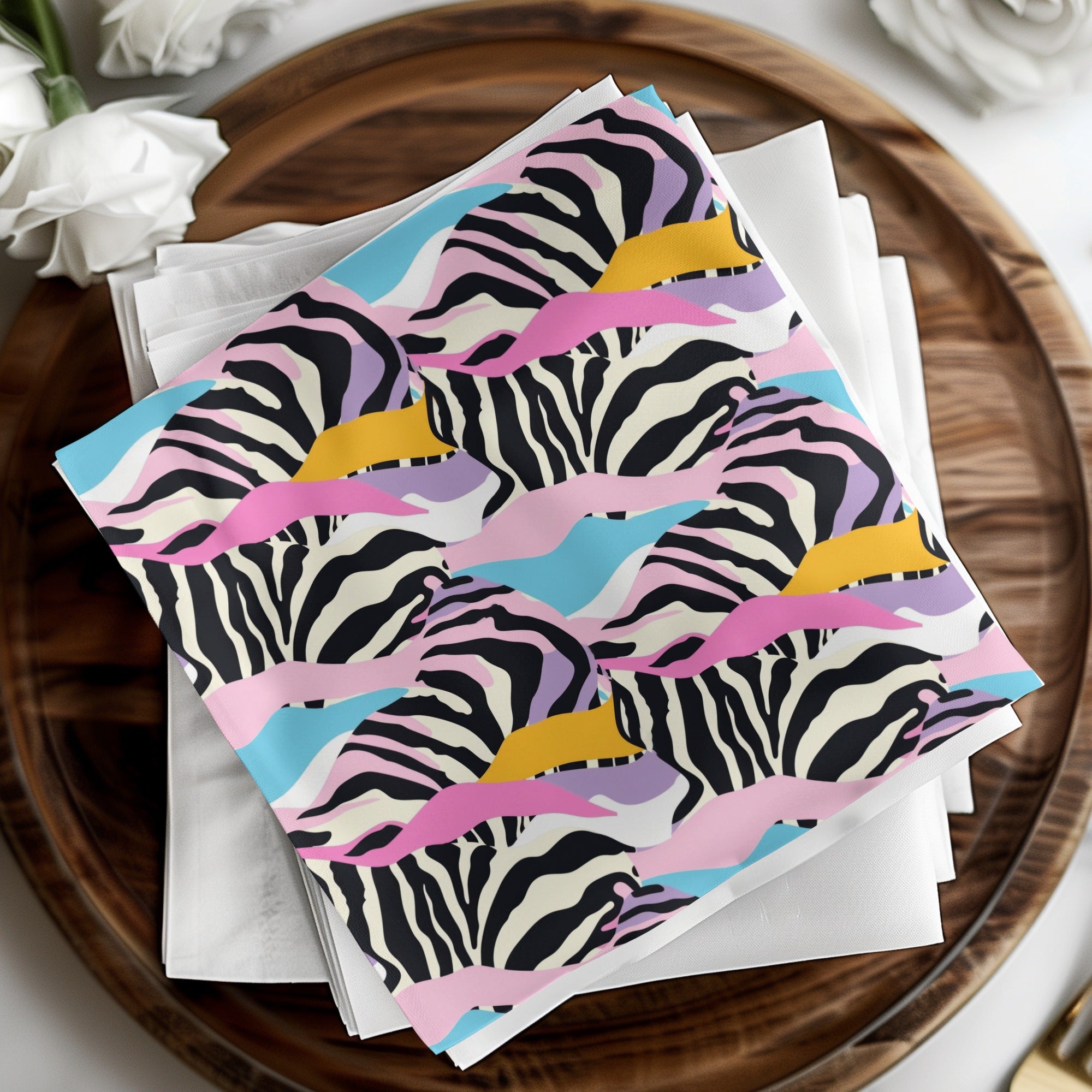 Colorful Abstract Zebra Print Pattern Napkin Set