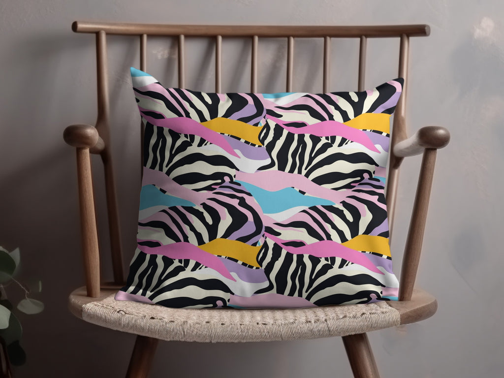 Vibrant Zebra Stripes Pattern Throw Pillow Cushion Decor