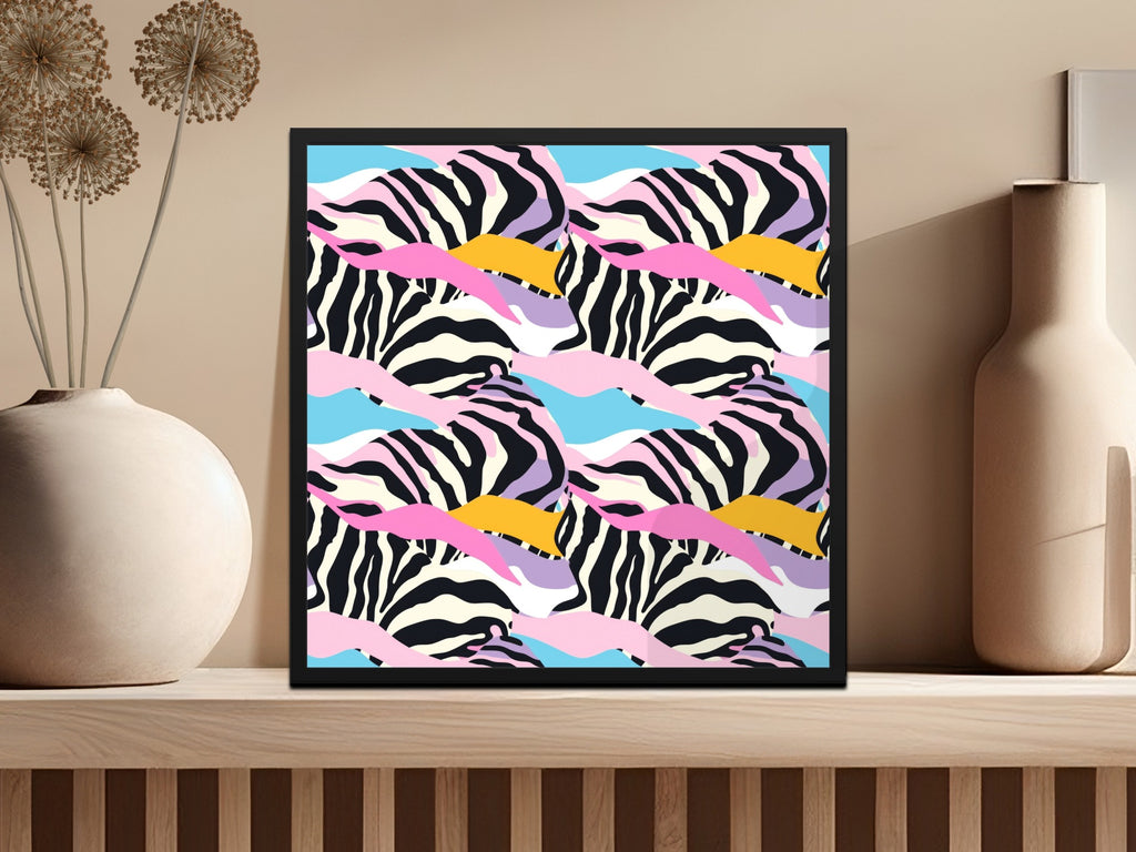 Colorful Zebra Print Abstract Art Wall Decor Product