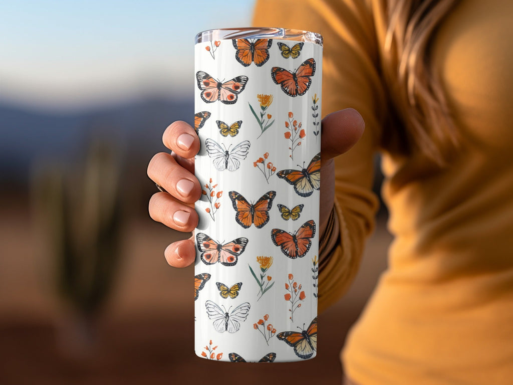 Monarch Butterfly Digital Seamless Pattern, Floral Bugs Print, Orange Butterfly Paper, Spring Flower Texture, Commercial Use Digital - Moore and Mountain
