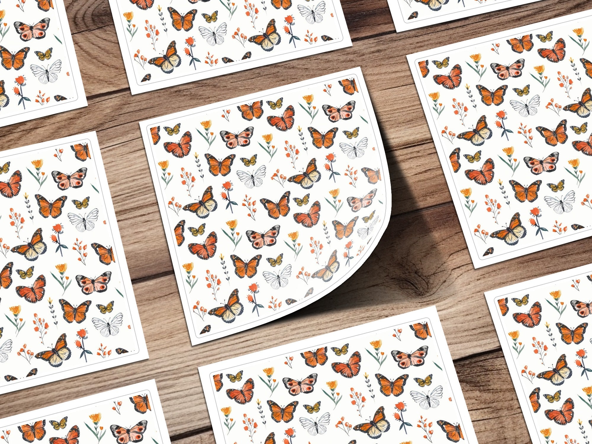 Monarch Butterfly Digital Seamless Pattern, Floral Bugs Print, Orange Butterfly Paper, Spring Flower Texture, Commercial Use Digital - Moore and Mountain