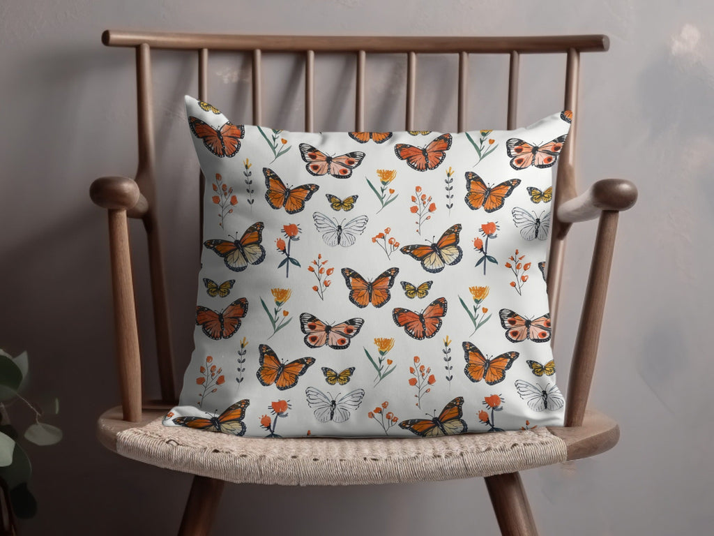 Monarch Butterfly Digital Seamless Pattern, Floral Bugs Print, Orange Butterfly Paper, Spring Flower Texture, Commercial Use Digital - Moore and Mountain
