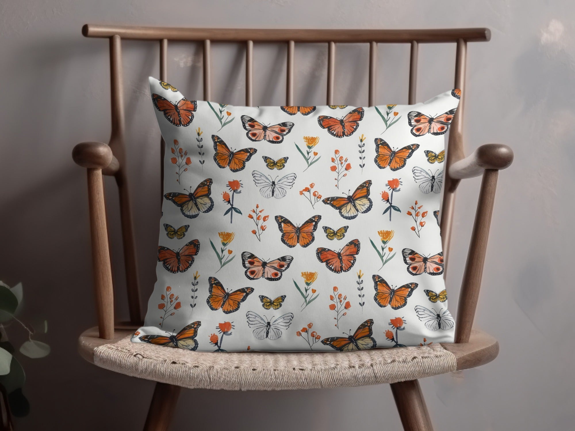 Monarch Butterfly Digital Seamless Pattern, Floral Bugs Print, Orange Butterfly Paper, Spring Flower Texture, Commercial Use Digital - Moore and Mountain