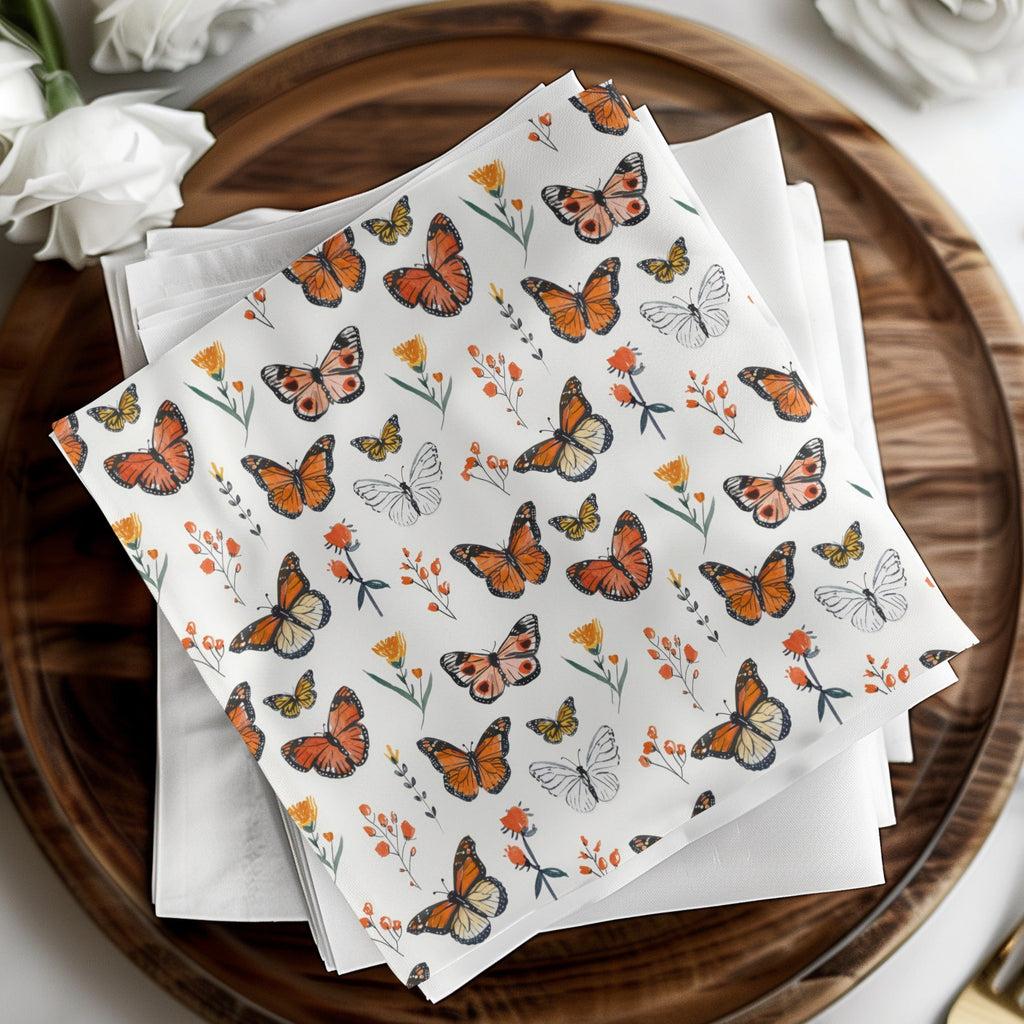Monarch Butterfly Digital Seamless Pattern, Floral Bugs Print, Orange Butterfly Paper, Spring Flower Texture, Commercial Use Digital - Moore and Mountain