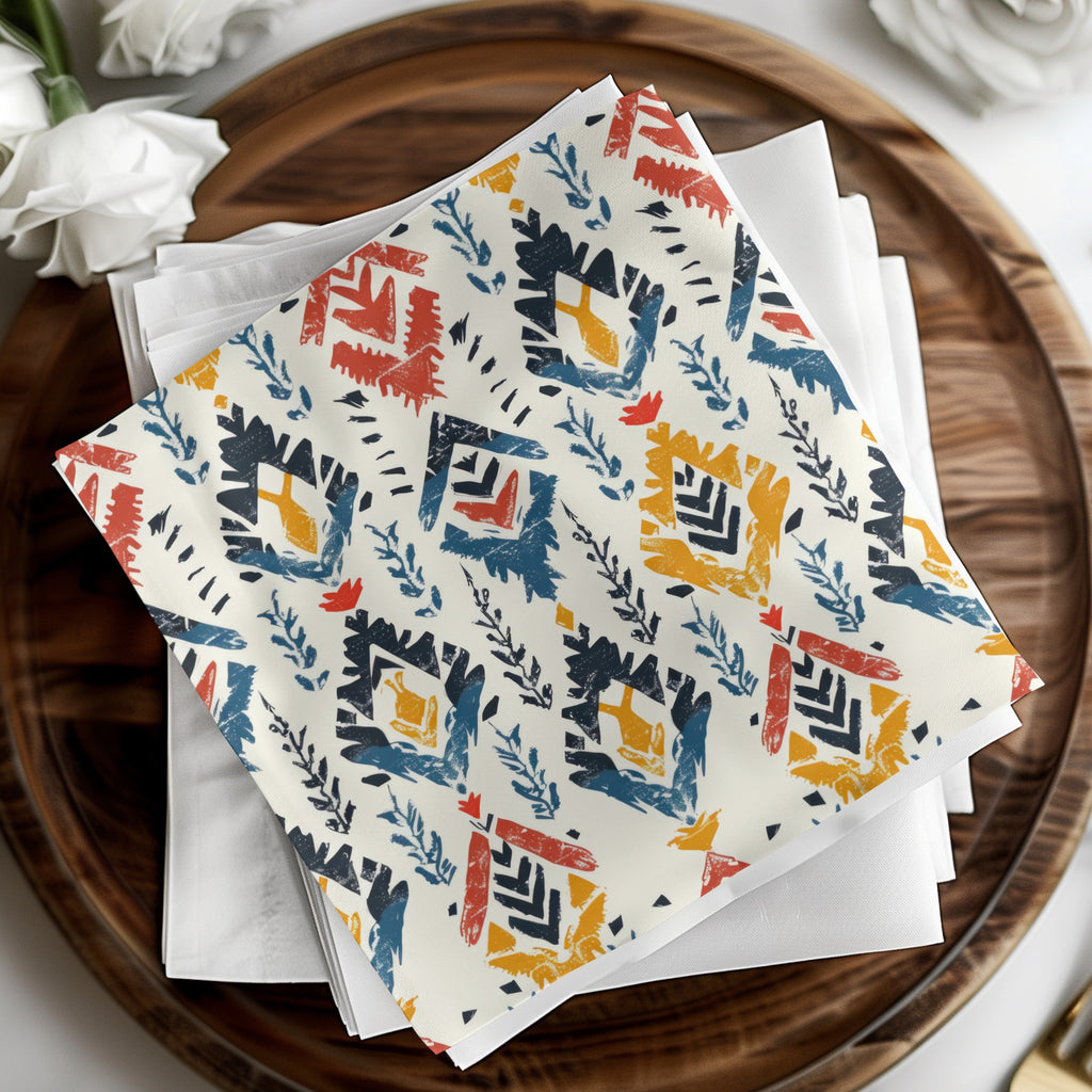 Colorful Geometric and Floral Design Fabric Products