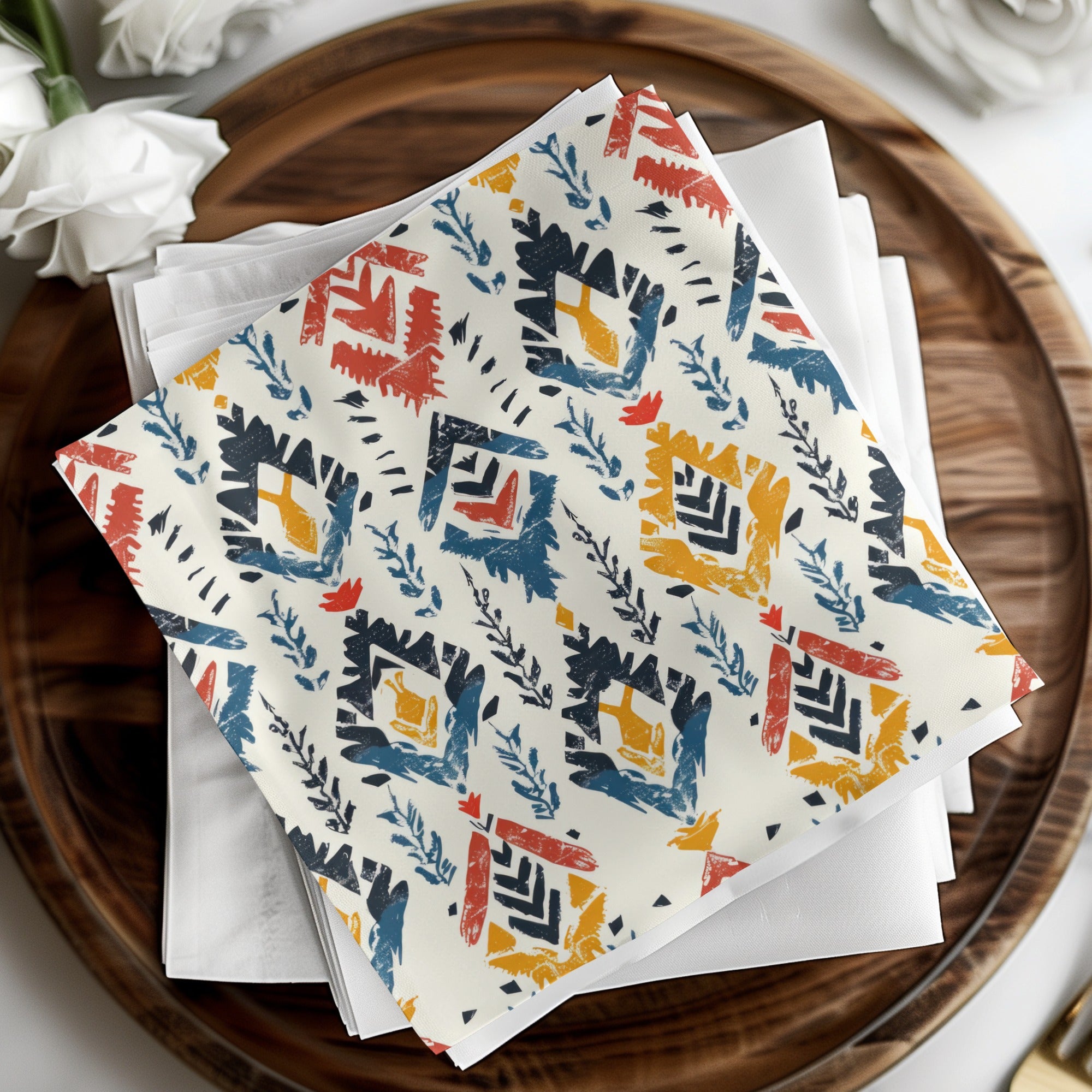 Colorful Geometric and Floral Design Fabric Products