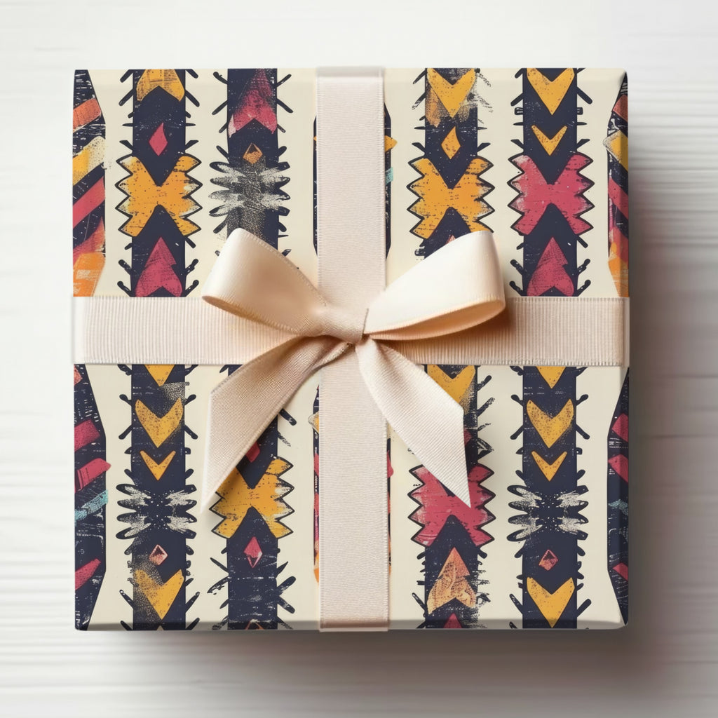 Geometric Pattern Gift Box with Elegant Ribbon