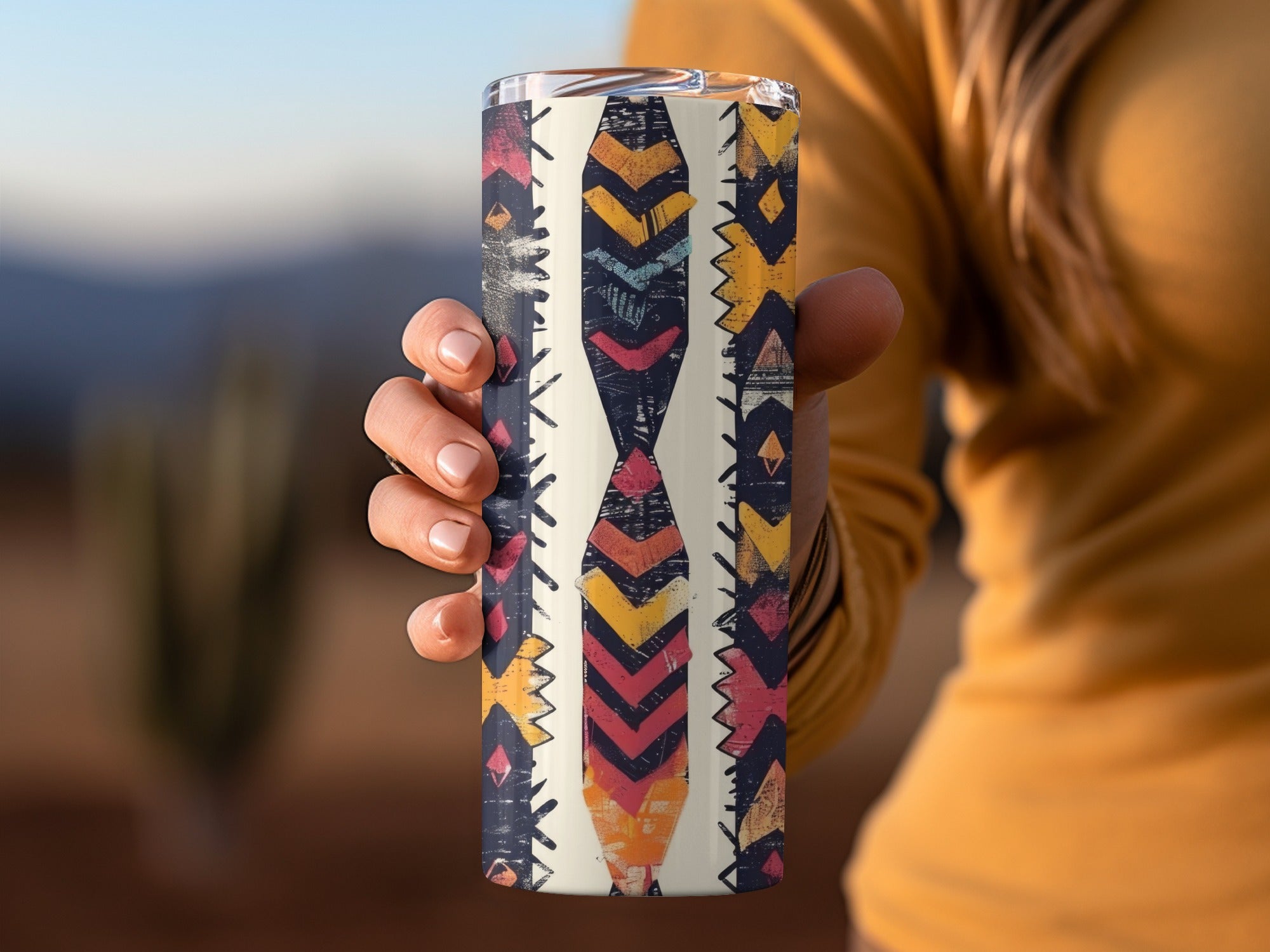 Colorful Geometric Pattern Travel Tumbler Cup