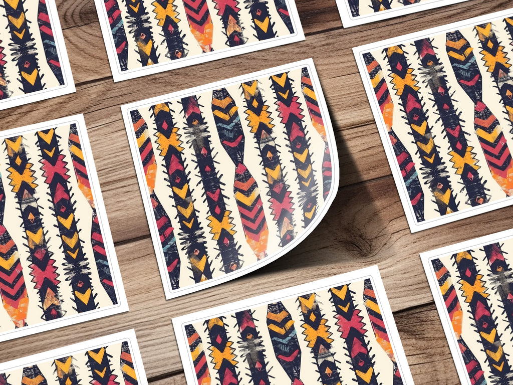 Vibrant Tribal Pattern Design Decorative Sticker Set