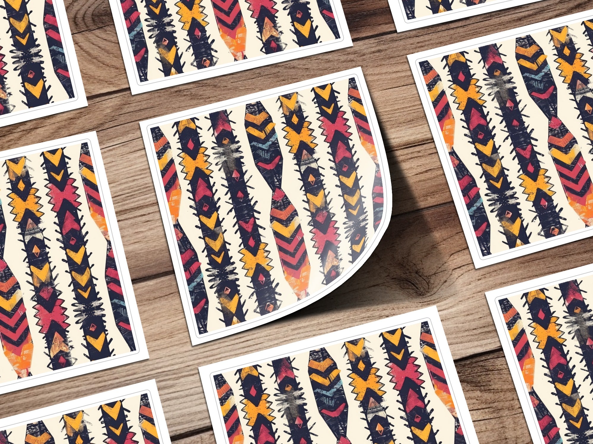 Vibrant Tribal Pattern Design Decorative Sticker Set