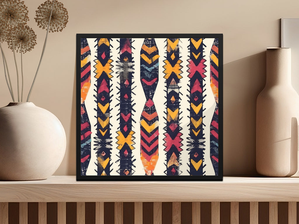 Abstract Geometric Pattern Framed Wall Art Décor