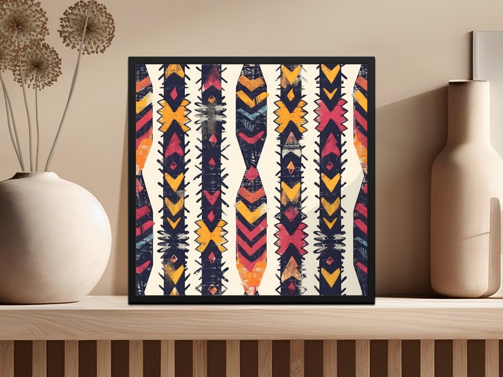 Abstract Geometric Pattern Framed Wall Art Décor