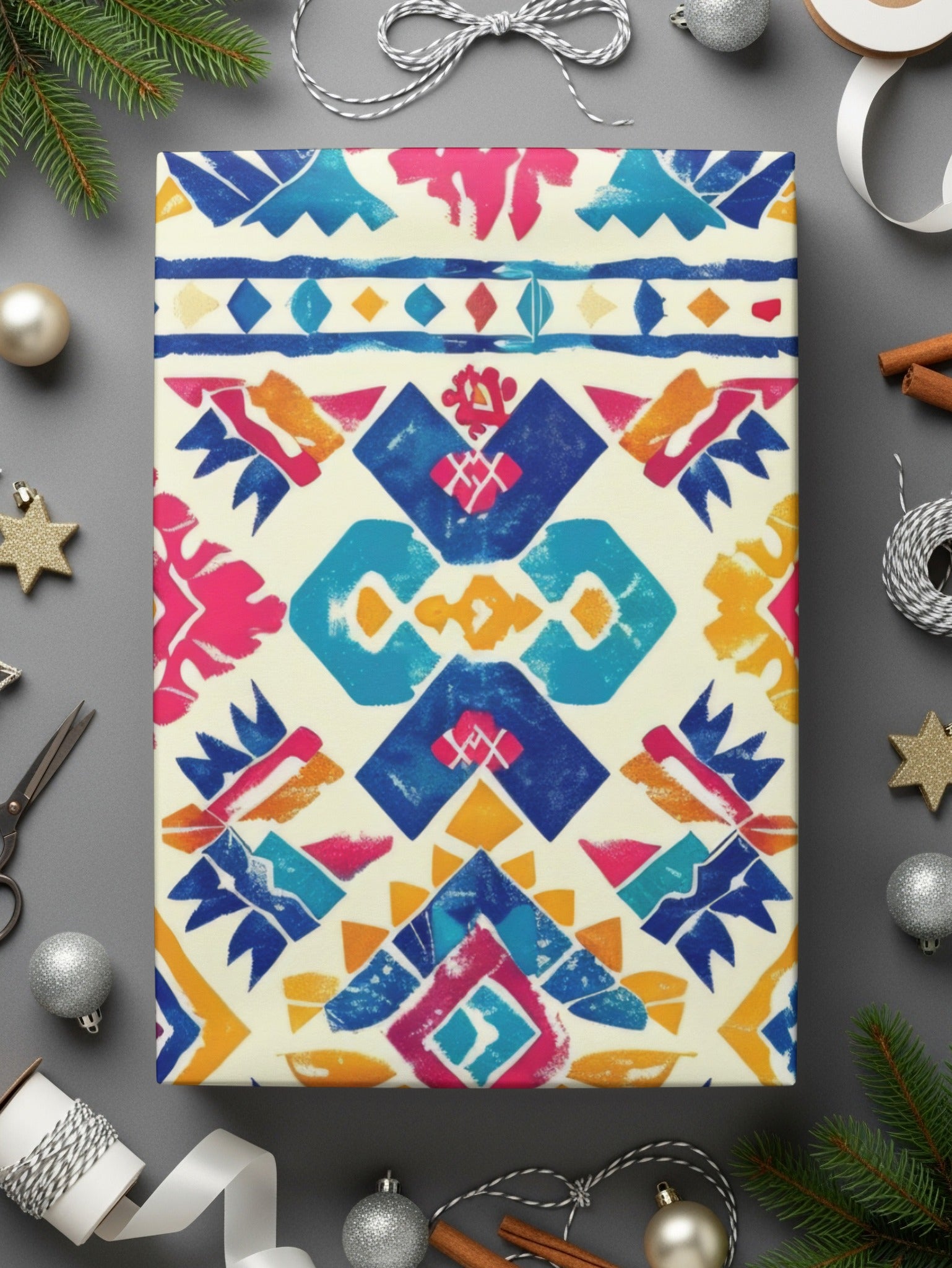 Colorful Geometric Festive Wrapping Paper for Gifts