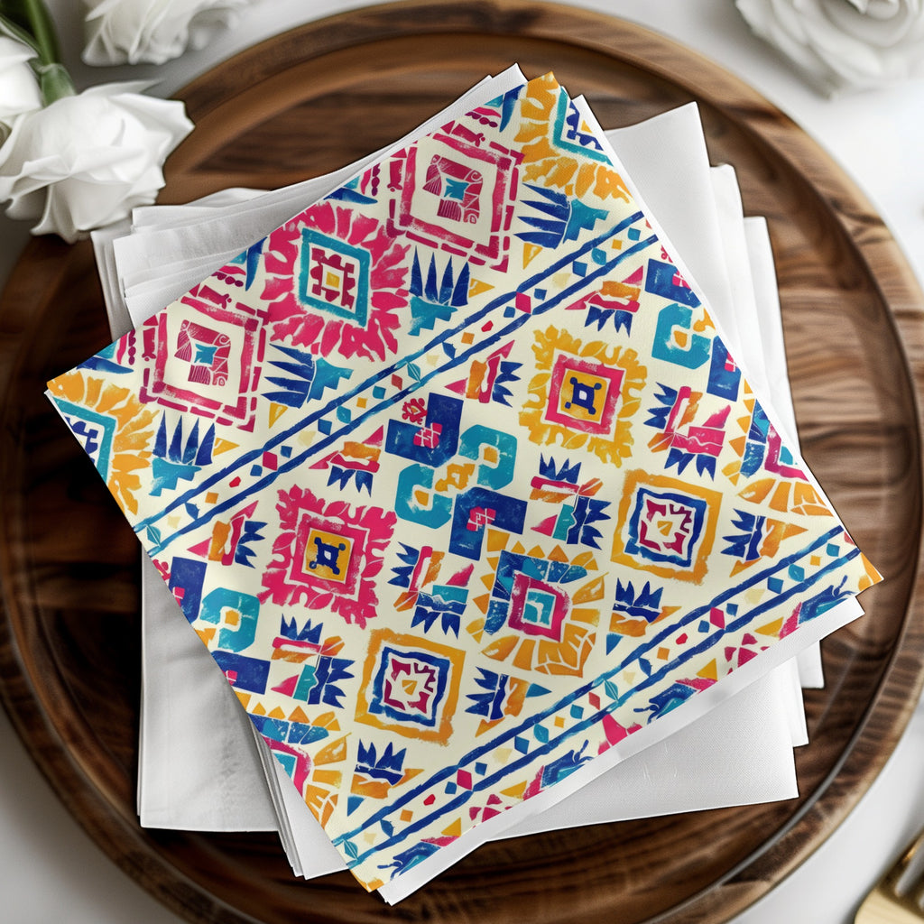 Colorful Ethnic Pattern Design Napkins for Dining Decor