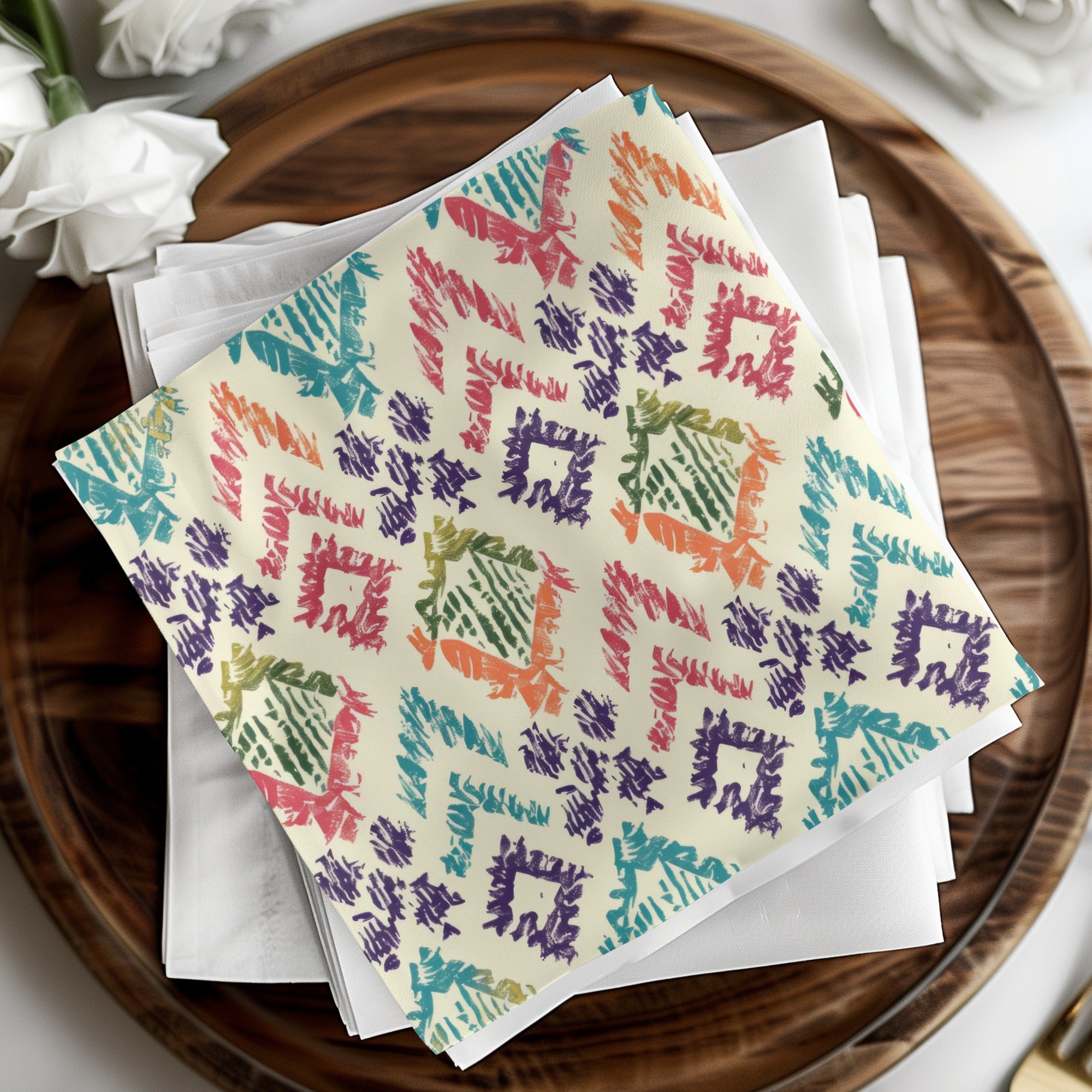 Colorful Geometric Pattern Decorative Napkin Set