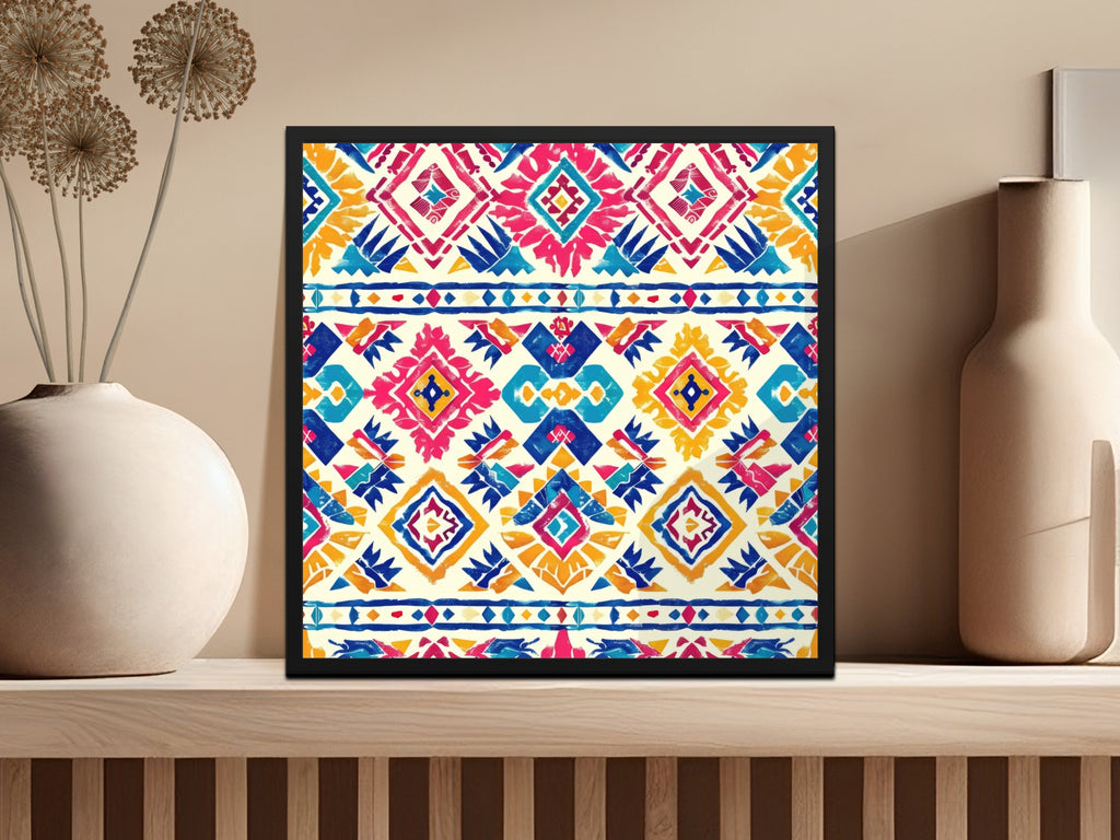 Colorful Geometric Pattern Framed Wall Art Decor