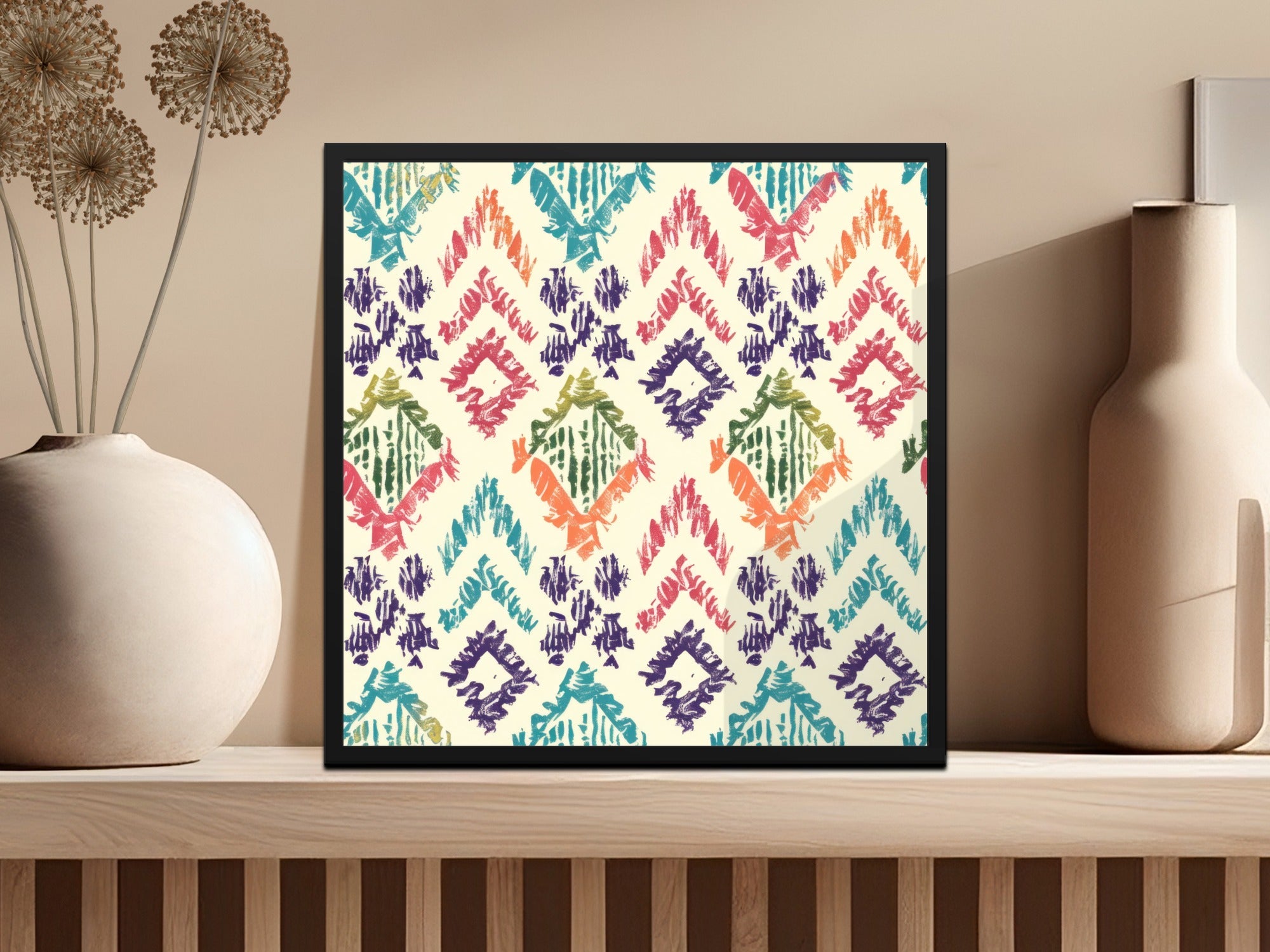 Vibrant Multicolor Geometric Tribal Print Wall Art Decor