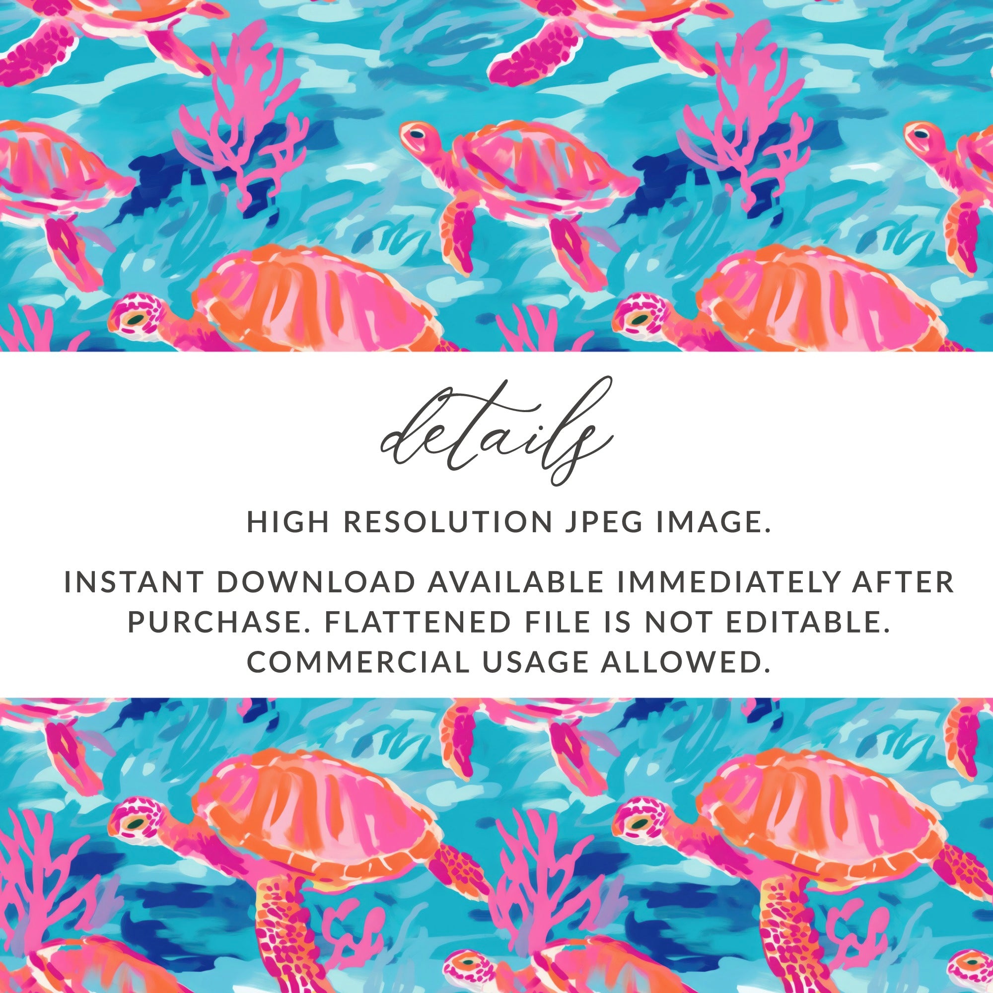 Colorful Sea Turtles and Coral Instant Download Image