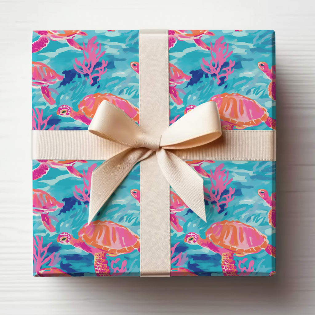Colorful Sea Turtle Themed Gift Wrap Paper Product