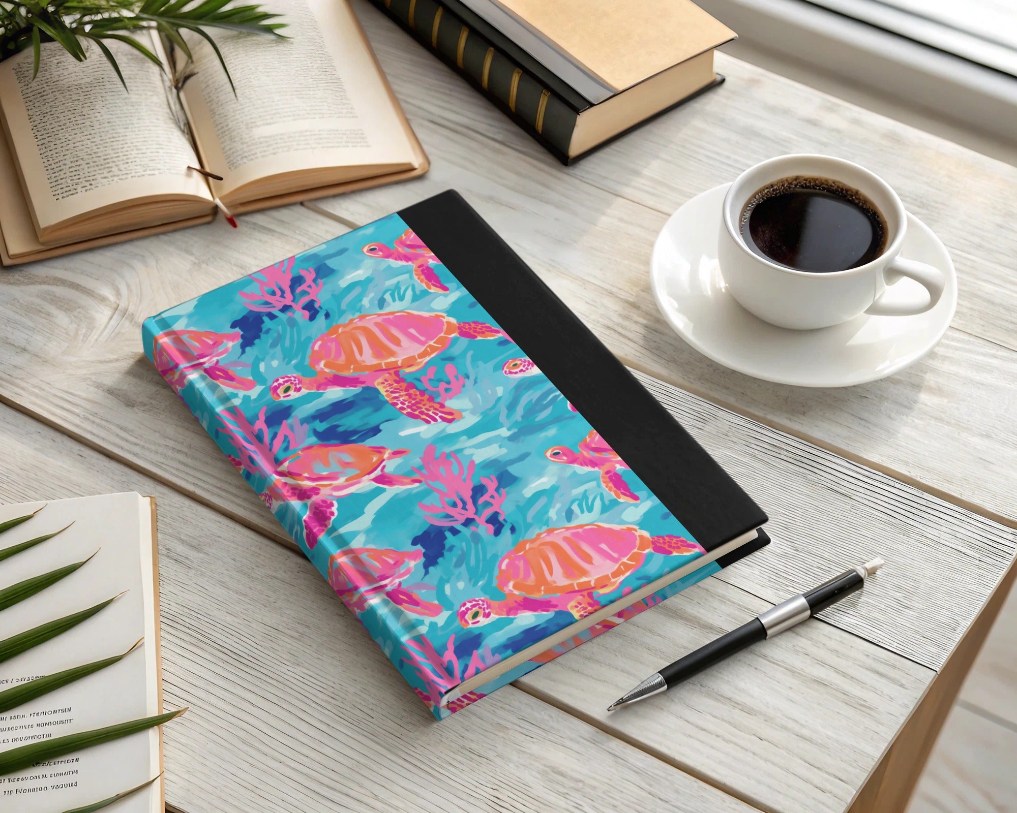 Cute Sea Turtles Swimming Design Notebook