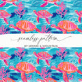 Colorful Sea Turtles Seamless Pattern Design Print