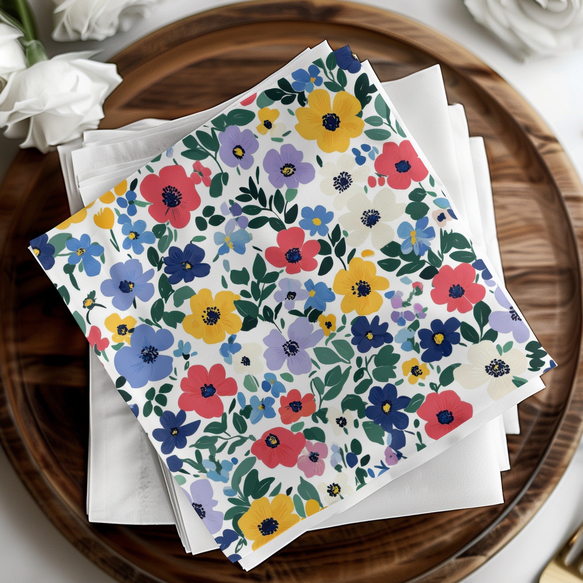 Colorful Floral Pattern Napkin for Dining and Parties