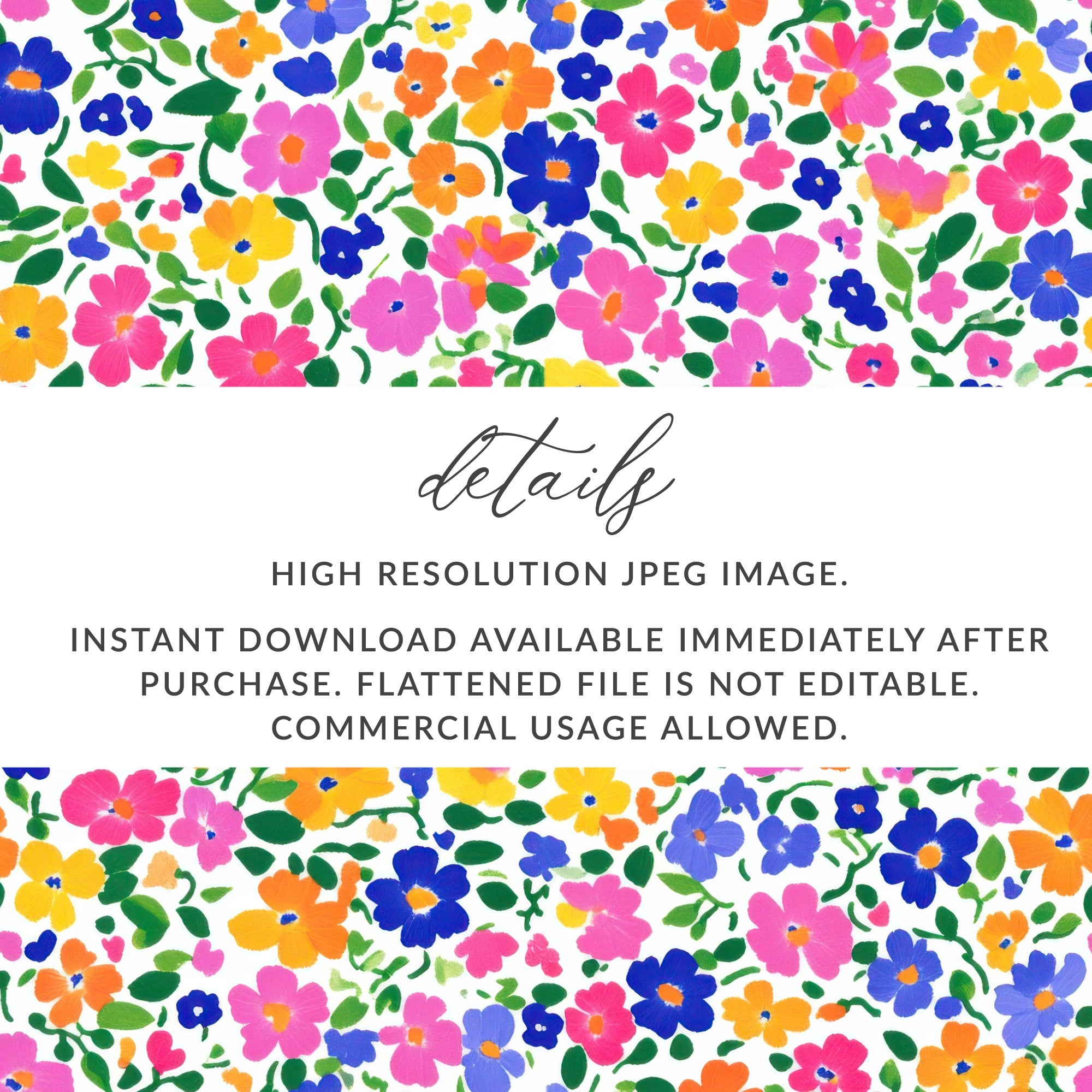 Colorful Floral Pattern Instant Download Digital Product