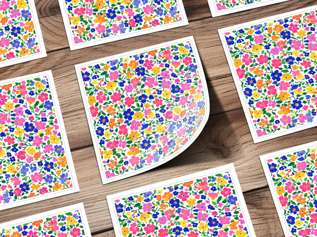 Vibrant Floral Pattern with Colorful Flowers Sticker Sheets
