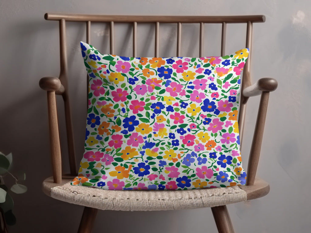 Colorful Floral Pattern Throw Pillow for Home Decor