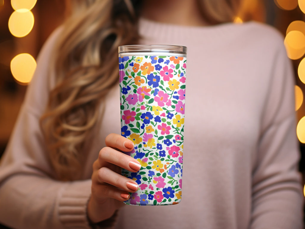 Vibrant Floral Patterned Insulated Tumbler