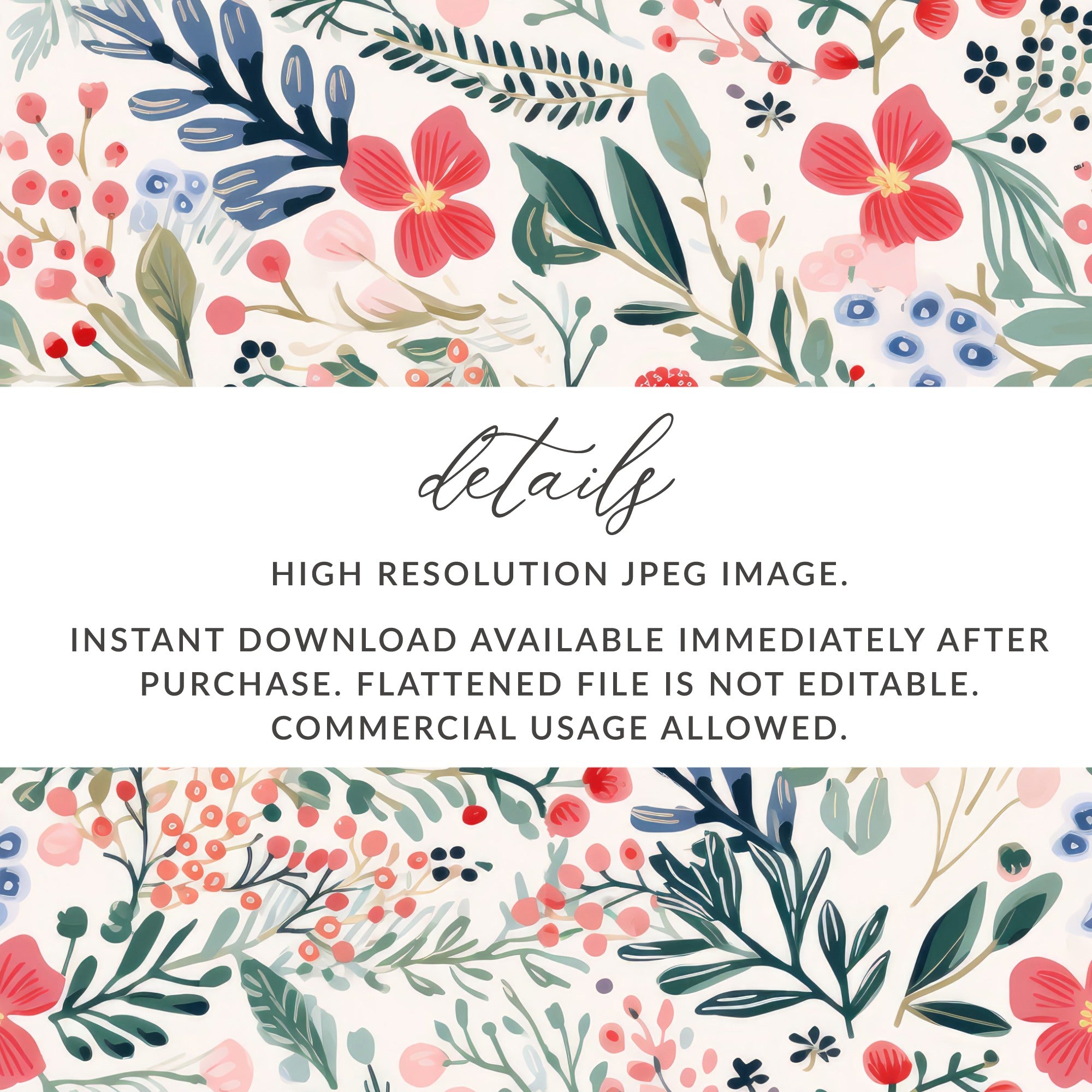 High Resolution Flower Pattern Digital Download File