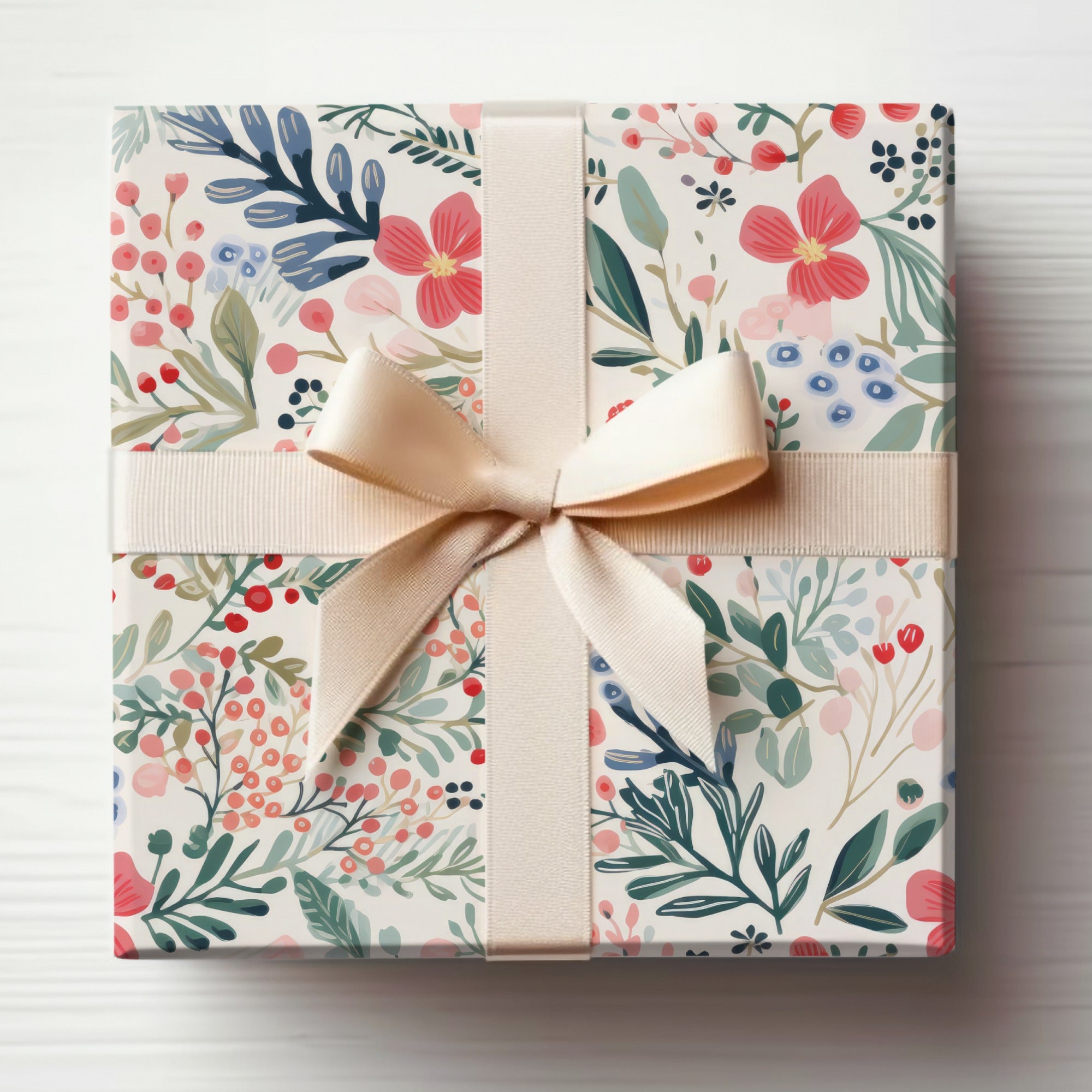 Beautiful Floral Gift Wrap with Bow Decoration