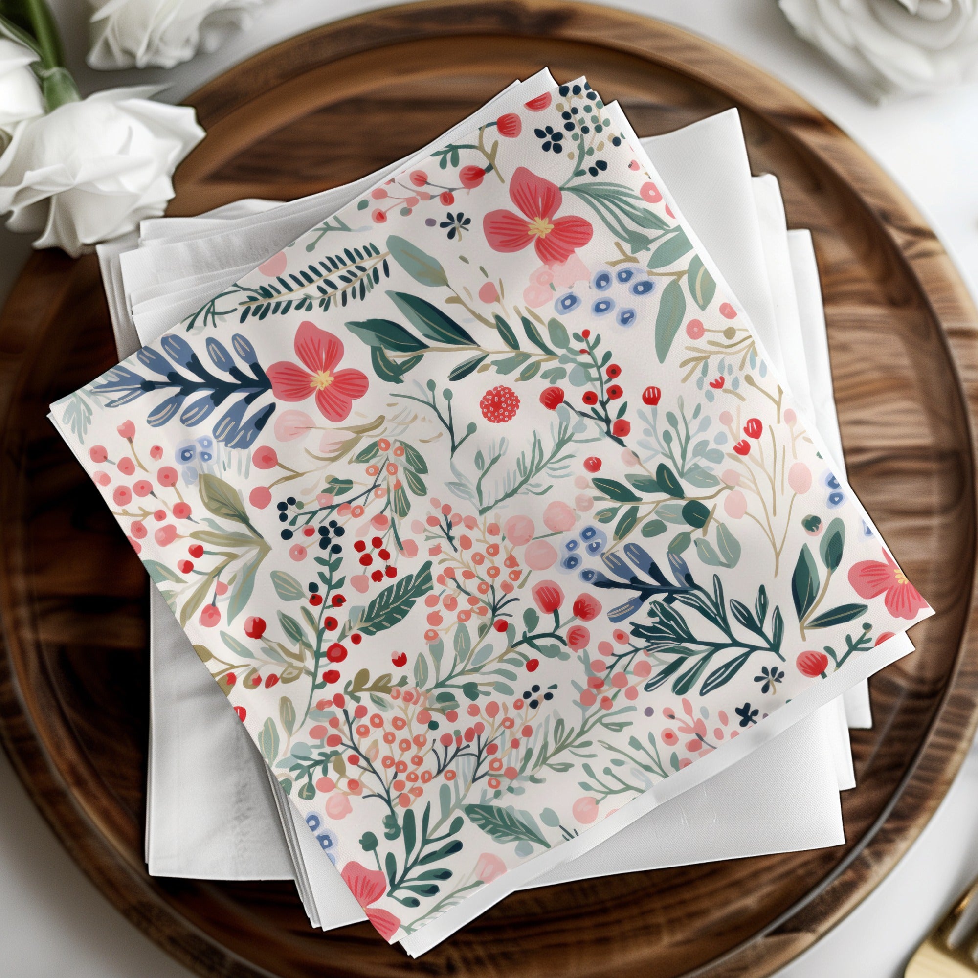 Bright Floral Pattern Decorative Paper Napkins Product