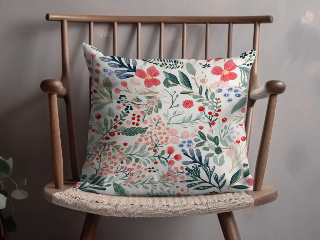Vibrant Floral Botanical Pattern Decorative Pillow