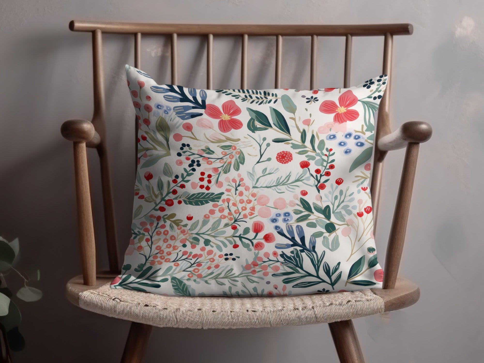 Vibrant Floral Botanical Pattern Decorative Pillow