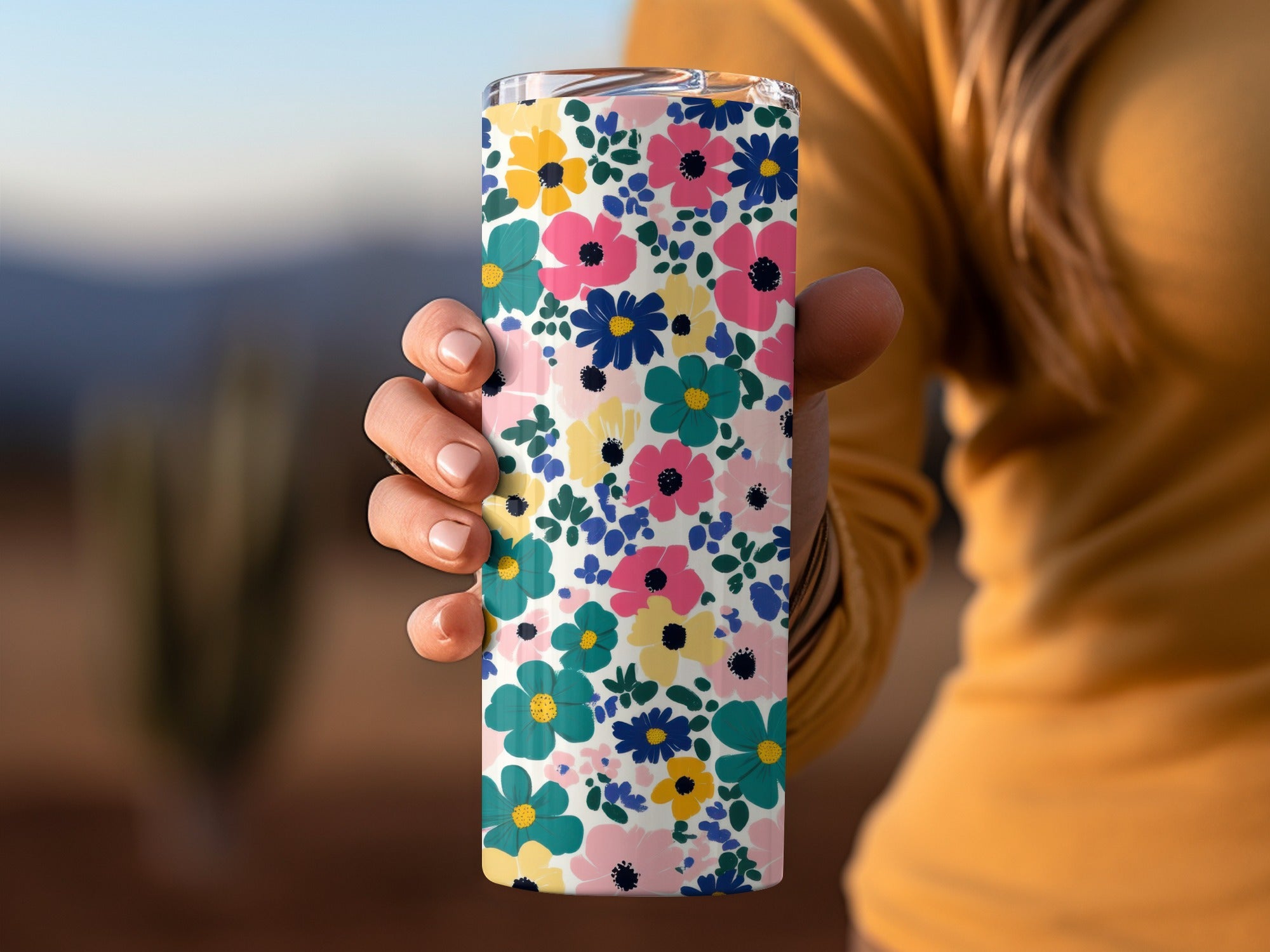 Colorful Floral Pattern Insulated Travel Mug Product