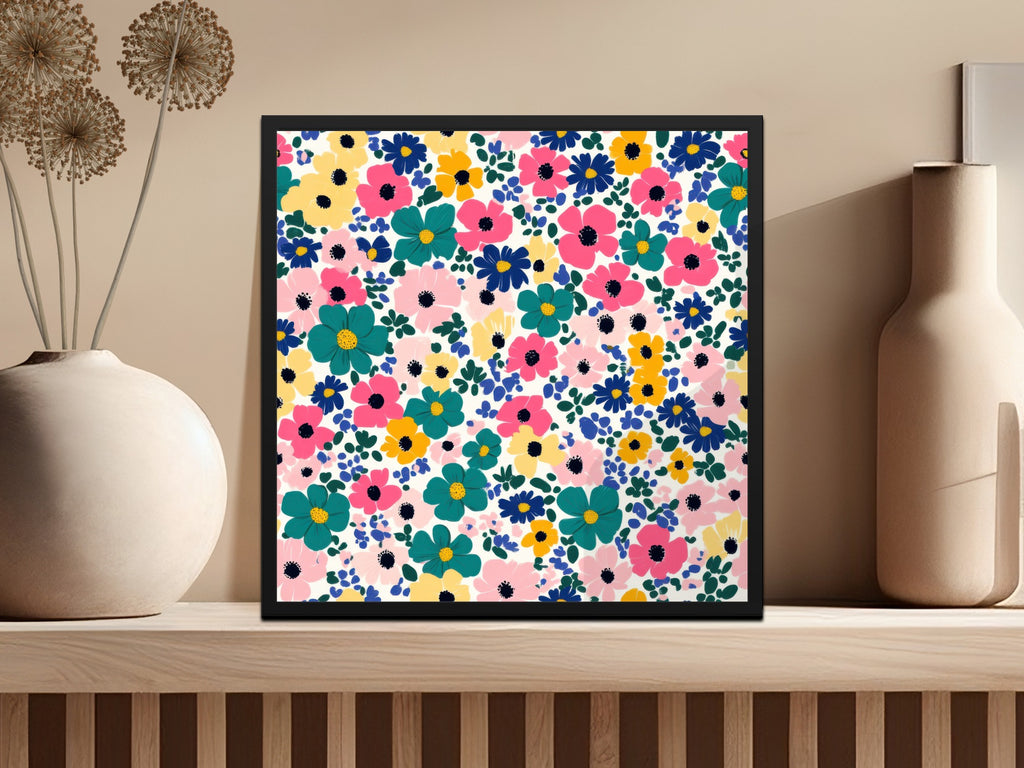 Vibrant Floral Pattern Art Print for Home Decor