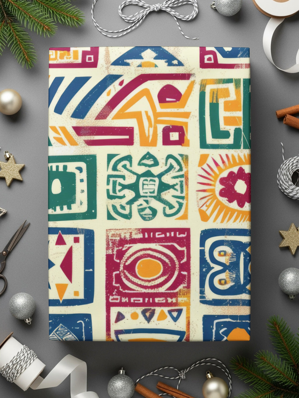 Colorful Geometric Pattern Gift Wrap for Festive Occasions