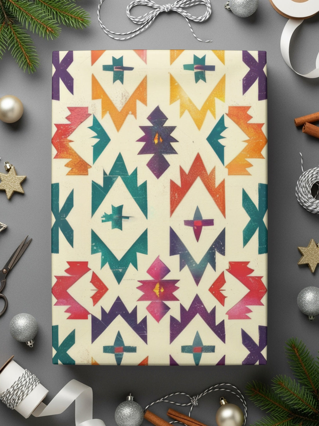 Festive Geometric Pattern Wrapping Paper Product