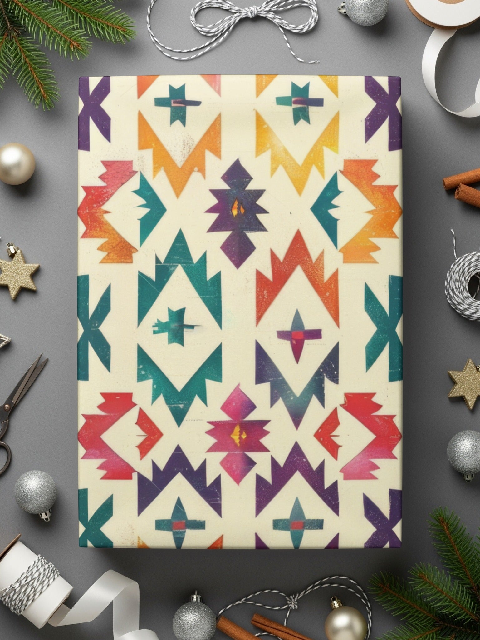Festive Geometric Pattern Wrapping Paper Product