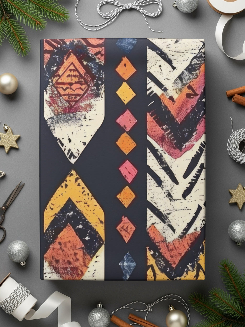 Festive Abstract Tribal Design Gift Wrapping Paper