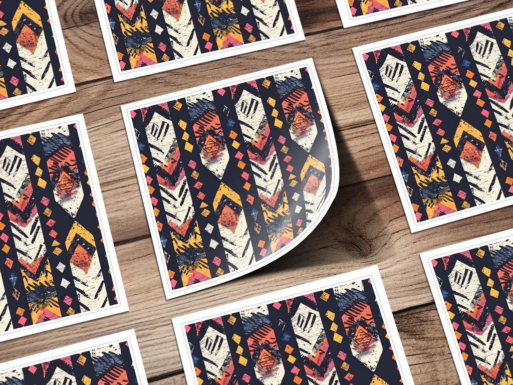 Vibrant Geometric Tribal Pattern Sticker Sheets