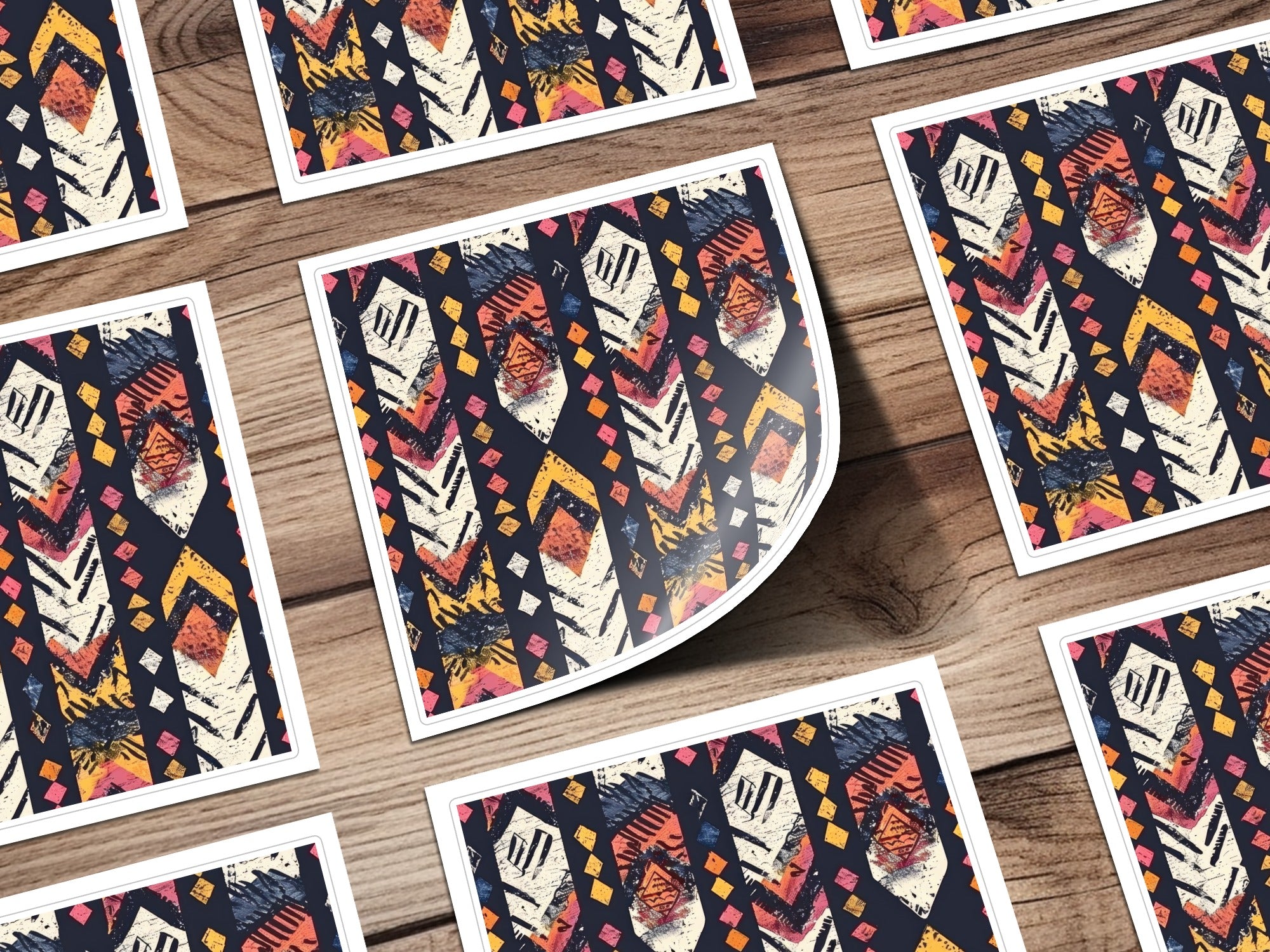 Vibrant Geometric Tribal Pattern Sticker Sheets